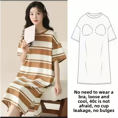 Sleeping Dress Women's Nightwear for Woman Night Clothes Women Sleepwear One Piece Dress Short Sleev