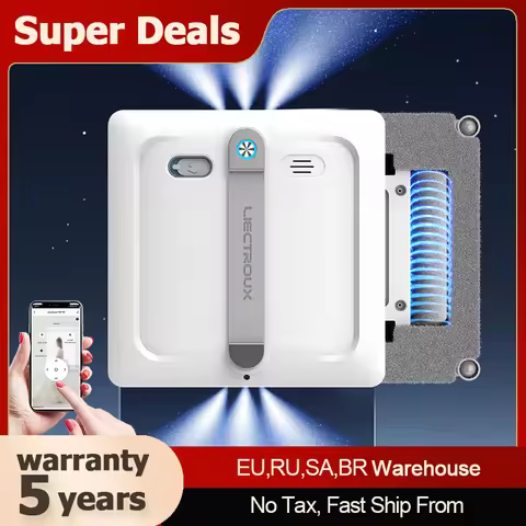 Window cleaning robot Liectroux S9,with 2 roller brushes,6-way water pump spray,9KPa,frameless works