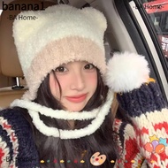 BANA Beanies Bear Hat, Bear Ear Wool Ear Protection Hat,  Crochet Thickened Warm Hat Women