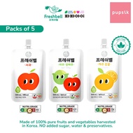 Freshbell Korea 100% NFC Fruit Juices for Babies/Kids, 5pks (3 Flavours)