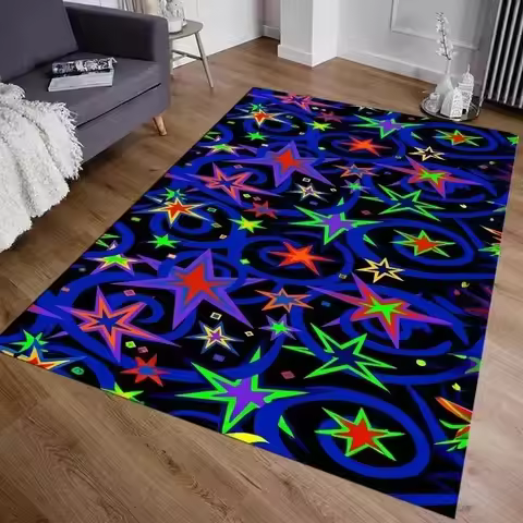 Arcade Stars Bowling Alley Carpet 90S Arcade Retro Rug Non-Slip Home Theater Movie Room Floor Mat Ga