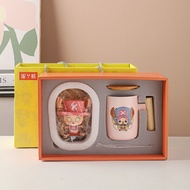 Ready Stock Best-Selling Gift for Boys Mug with Lid Spoon Luffy Ceramic Cup One Piece Series Birthda