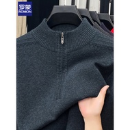 half zipper sweater sweater turtleneck zipper Lomon Autumn Winter Men Thickened Warm Sweater Half Tu
