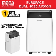 EUROPACE EPAC13E6UV / EPAC15E6UV 4-IN-1 SMART PORTABLE AIRCON | Dual Hose | Aircon, Fan, Dehumidifie