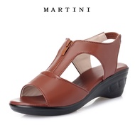 [with box] Block Heel Thick Bottom 2 Inches-high Soft Sole Zipper Black Wedge Sandals For Women