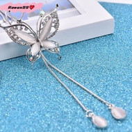 Butterfly Pendant Long Necklace Made Of Opal Stone Women's Jewelry