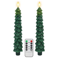 [jwerlyday]Battery Operated Christmas Tree Candles with Remote Timer-Flameless LED Taper Candles(2pc