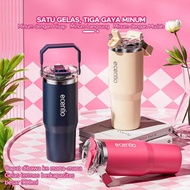 ECENTIO Tumbler Stainless Vacuum 9ml Navy Blue Pink Beige Purple Portable Thermos Large Drinking Bot