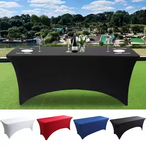 Black 4/6FT High Stretch Tablecloth Universal Elastic Bed Cover Washable Birthday Table Cover Weddin