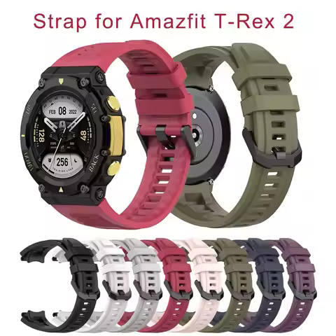 Silicone Black Band Strap For AMAZFIT T-Rex 2 Replacement Man Adjustable Sport Strap Band With Remov