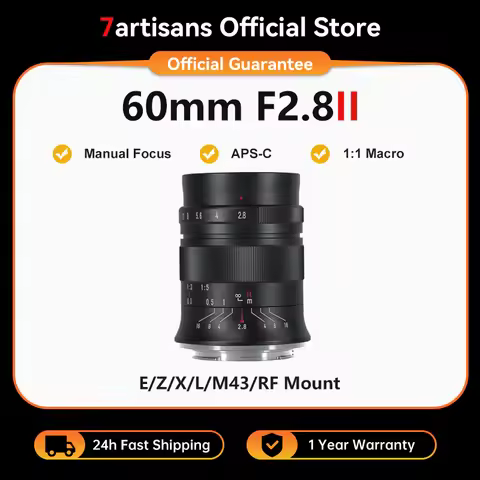 7artisans 60mm F2.8 Mark II APS-C Manual Macro Prime Lens For Sony E ZVE10 Nikon Z Z6II Fuji XF Cano