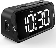 Odokee Digital Dual Alarm Clock for Bedroom, Easy to Set, 0-100% Dimmer, USB Charger, 5 Sounds Adjus