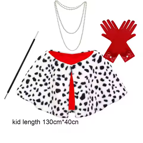 Adult Kid Halloween Women Girl Cruella Deville Costume Accessories Spotted Dog Leopard Print Scarf 1