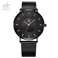 [Aishang watch industry]SK นาฬิกาแฟชั่นผู้หญิงสีดำ SHENGKE คุณภาพสูง Ultra Thin Quartz นาฬิกาผู้หญิง Elegant Dress สุภาพสตรีนาฬิกา Montre Femme 2020