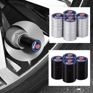 4pcs Black/Silver Car Tire Air Cap Alloy Cylindrical Tire Valve Core Cap for SAAB 9-3 9-5 93 9000 900 9-7 600 99 9-X Turbo Auto Accessories