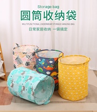 (SG Local) Laundry Basket Portable Foldable Home Laundry Storage Bag Cotton Linen Hamper for Kids Toys Dirty Clothes Basket