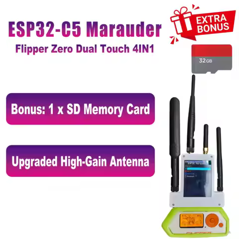 Flipper Zero Dual Touch 4IN1 5G WiFi-ESP32-C5 Marauder, Working with Flipper, 5G Deauthenticaltion, 