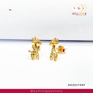 WELL CHIP Giraffe Studs Earrings - 916 Gold/Anting-anting Kancing Zirafah - 916 Emas