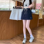 Korean version casual alo embroidered letter drawstring high waisted skirt for women in summer 2025 