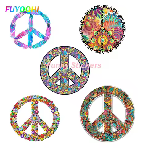 FUYOOHI Play Stickers Personality PEACE Sign Bumper Sticker Anti-nuclear War Cartoon Logo Body Decor