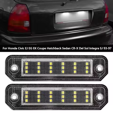 1/2Pcs For Honda Civic EJ EG EK Coupe/Hatchback/Sedan CR-X Del Sol Integra SJ White LED Number Licen