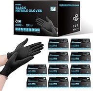 UYKKE 6mil Nitrile Gloves Ultra Strong Cleaning Gloves, Powder &amp; Latex Free Disposable Gloves Food Prep Mechanic Tattoo Black