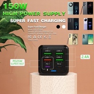 Fast Charger 150W Quick Charger 6 port USB Type C PD Charger For Samsung Mobile Phone USB Charger ya