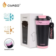 CIVAGO(17oz)Double-layer stainless steel coffee cup with vacuum lid hot and cold cup