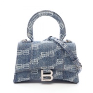 【二手】BALENCIAGA世家 (Balenciaga) HOURGLASS XS BB Monogram 2WAY 手提包，牛仔藍/象牙白配色，女士款，二手 A