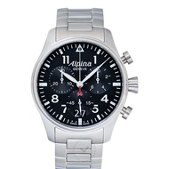 Alpina Startimer Stainless Steel Quartz Black Dial Men's Watch - AL-372B4S6B- Chronograph