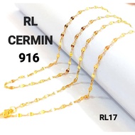 Wing Sing Rantai Leher Cermin Kilat Padu Fesyen Emas 916 / 916 Gold Solid Mirror Necklace