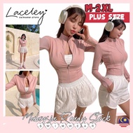 [ Laceley ][M-2XL]Plus size 2pcs Rashguard Woman Swimsuit Swimwear Bikini 泳装[L840]