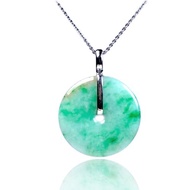 三彩翡翠平安扣項鍊 18K金鑲嵌墜頭 | 天然緬甸玉翡翠A貨 | 送禮