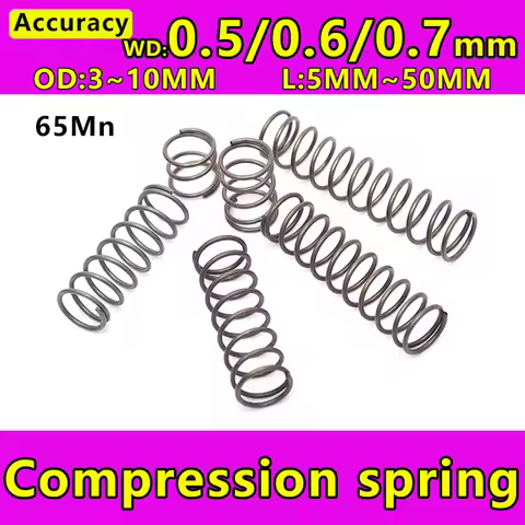 65Mn Wire Diameter 0.5mm 0.6mm 0.7mm Cylidrical Coil Compression Spring Return Compressed Springs Re