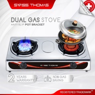 SwissThomas Dual Gas Stove Stainless Steel Infrared Burner 8 Jet Head Nozzle LPG Cooktop Dapur Gas