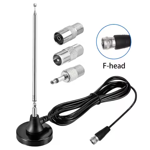 FM radio antenna magnetic base telescopic tuner stainless steel rod home digital radio antenna