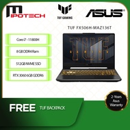 Asus TUF F15 FX506H-MAZ136T 15.6"FHD 240Hz Gaming Laptop (i7-11800H/8GB/512GB/RTX3060-6G/Win10/2Y)