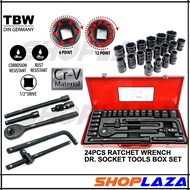 TBW 1/2" 24PCS DR SOCKET WRENCH SET 6 POINT 24PCS DR BLACK SOCKET CR-V 24PCS BOX SOCKET WRENCH QUALI