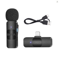 BOYA BY-V1 One-Trigger-One 2.4G Wireless Microphone System Clip-on Phone Microphone Omnidirectional Mini Lapel Mic Auto Pairing Smart Noise Reduction 50M Transmission Range Replac