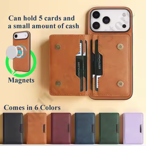 2 in 1 Wireless Charging Cards Bumper Case For iPhone Air 17 Promax 16 Plus 15 Pro Max 14 Pro 16e Ma
