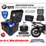 BMW SEMI ALUMINIUM WATERPPROOF TOP BOX 45LITER MOTORCYCLE HARD SHIELD TOP CASE KMN KALIBRE HIGH QUAL