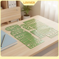 LOVIVER 11 Pieces Green Drafting Template Ruler Transparent Geometric Drawing Template Plastic Stenc