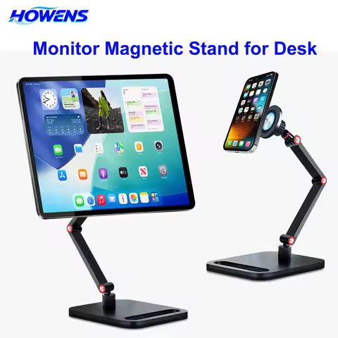 HOWENS Magnetic 360° Rotating Phone Tablet Stand Aluminum Alloy 4.7-13.3" Portable Monitor Holder St