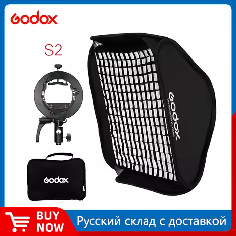 Godox S2 Speedlite Flash Holder Bracket + Softbox Honeycomb Grid with Bowens Mount for Godox V1 TT68