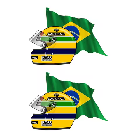 Ayrton SENNA FLAG BRAZIL Helmet Car Sticker Accessories Vinyl PVC Motorcycle Windshield JDM Van Bike