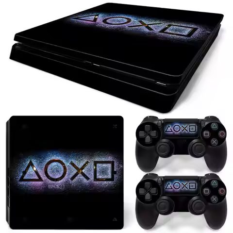 For PS4 Slim Console and 2 Controllers Skin Sticker Geometry Design skin Protective Vinyl Wrap Cover