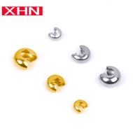 XHN 50pcs Round Stainless Steel End Crimp Bead Cover Diameter 3 4 5mm Loose Big Hole Stopper Spacer 
