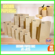 ▤ ✖ ☆ Brown Paper Bag / Pandesal Bag / Brown Supot Bag100 pcs All Sizes