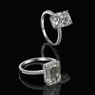 4CT Radiant Emerald Cut High Carbon Diamond Gems For Women Wedding Engagement Rings 925 Sterling Sil