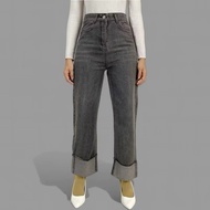 Jeans Highwaist E21 Kulot Fold Non Stretchy